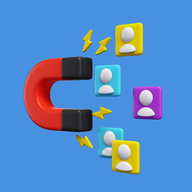 Representación 3D del icono de marketing en redes sociales