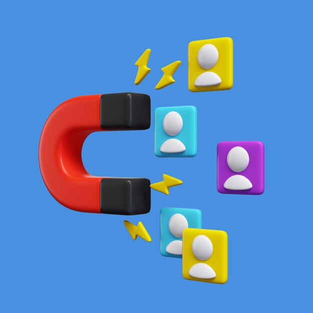 Representación 3D del icono de marketing en redes sociales