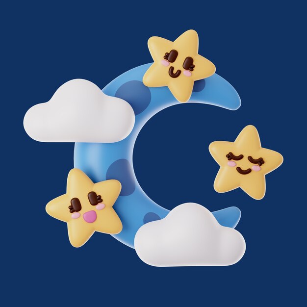 Representación 3D del icono de la noche