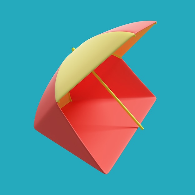 Representación 3D del icono de playa