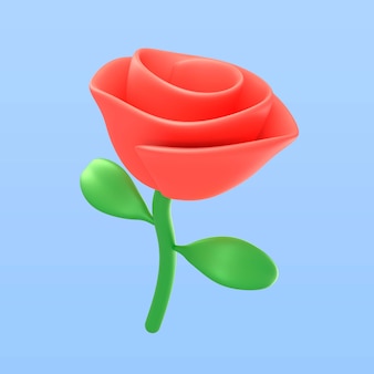 representación 3d del icono de la rosa del día de san valentín