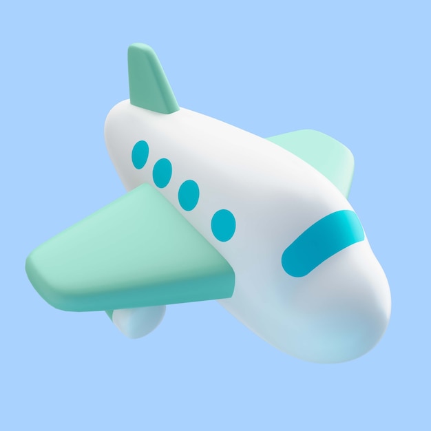 Representación 3D del icono de viaje en avión