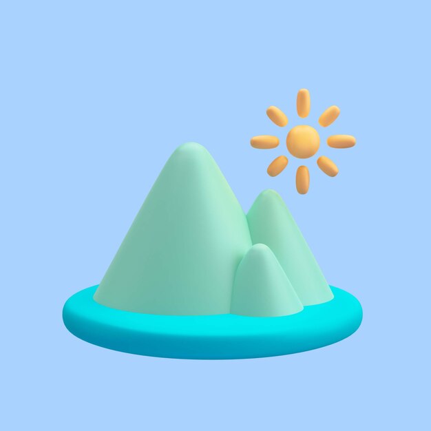 Representación 3d del icono de viaje de montaña