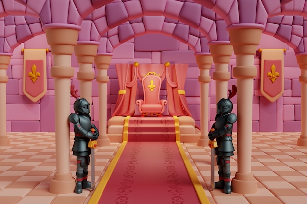 Representación 3d de la ilustración de la habitación real