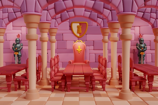 Representación 3d de la ilustración de la habitación real