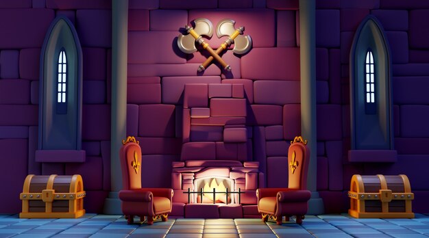 Representación 3d de la ilustración de la habitación real