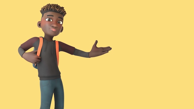 Representación 3D de Mike señalando
