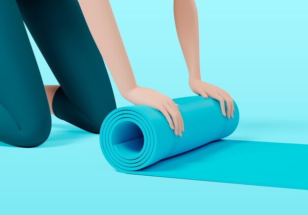 PSD gratuito representación 3d de mujer haciendo yoga