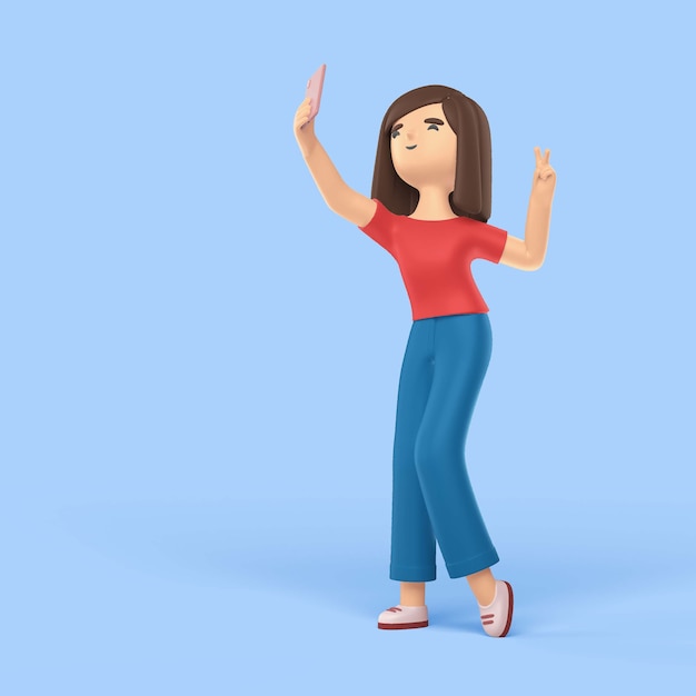 Representación 3d de mujer saludando