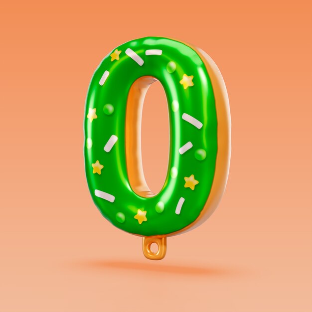 representación en 3D del número del globo
