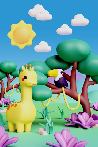 representación 3d del paisaje vertical