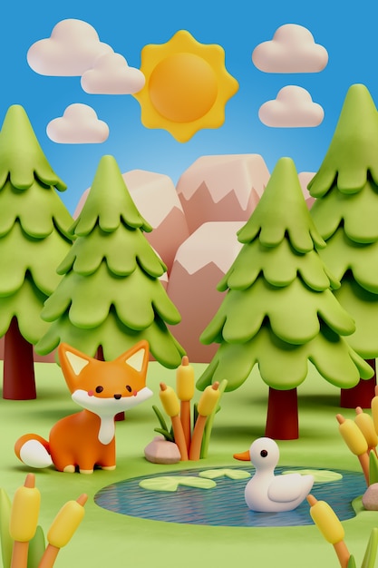 representación 3d del paisaje vertical