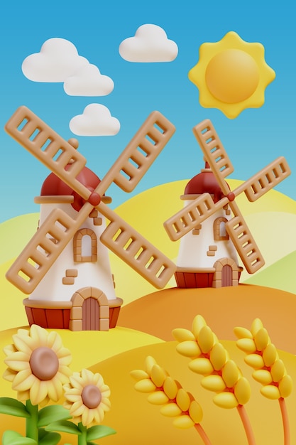 representación 3d del paisaje vertical