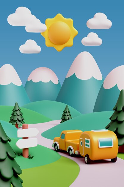 representación 3d del paisaje vertical
