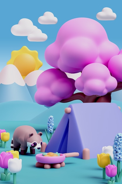 representación 3d del paisaje vertical