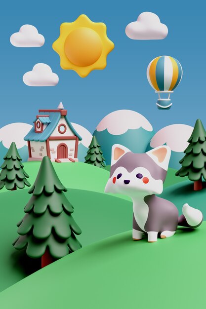 representación 3d del paisaje vertical