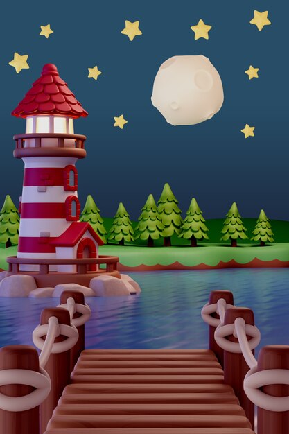 representación 3d del paisaje vertical