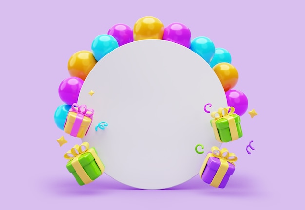 Representación 3d de la pancarta de cumpleaños