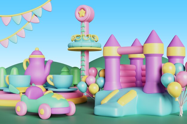 Representación 3d del parque de atracciones