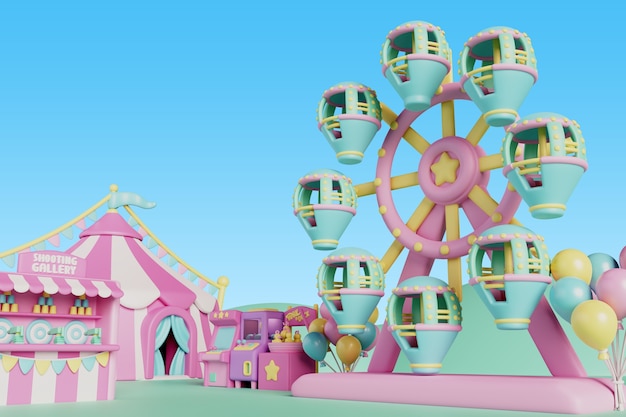 Representación 3d del parque de atracciones