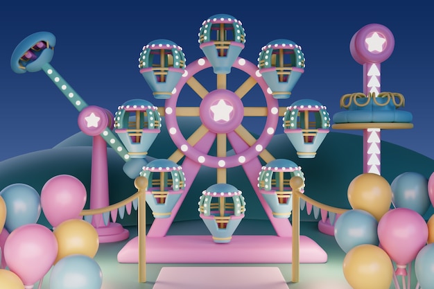 Representación 3d del parque de atracciones