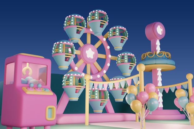 Representación 3d del parque de atracciones