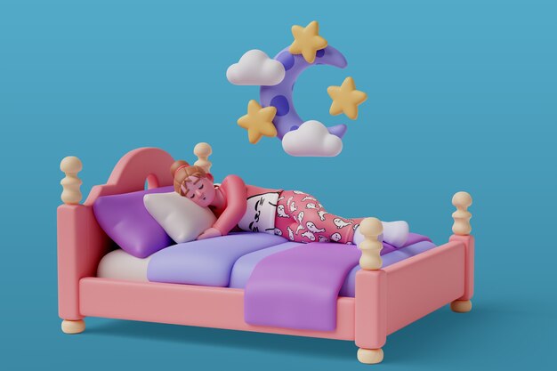 representación en 3D de una persona por la noche