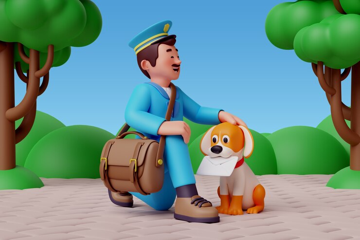 PSD gratuito representación 3d del personaje de cartero