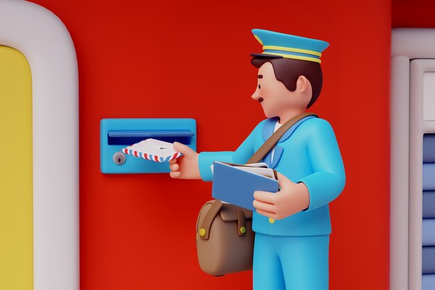 Representación 3D del personaje de cartero