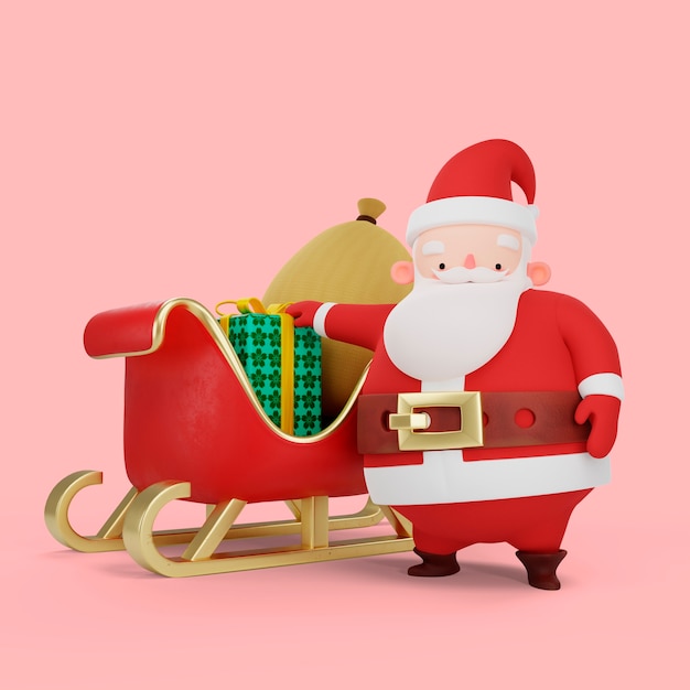 PSD gratuito representación 3d de la pose de santa claus