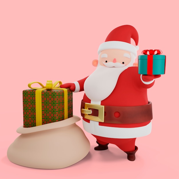 PSD gratuito representación 3d de la pose de santa claus