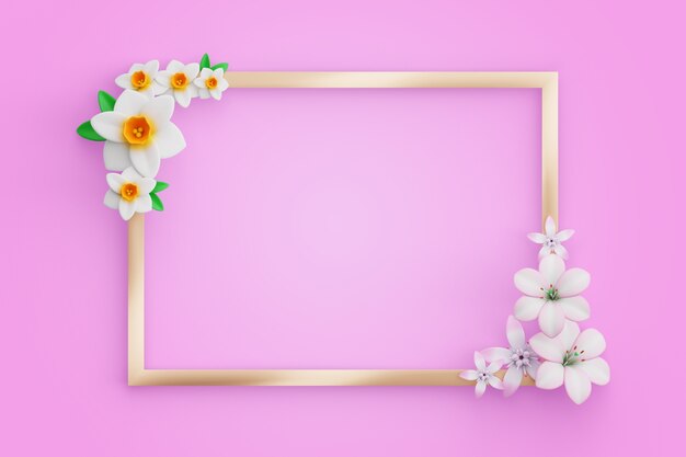 Representación de banner en blanco de primavera