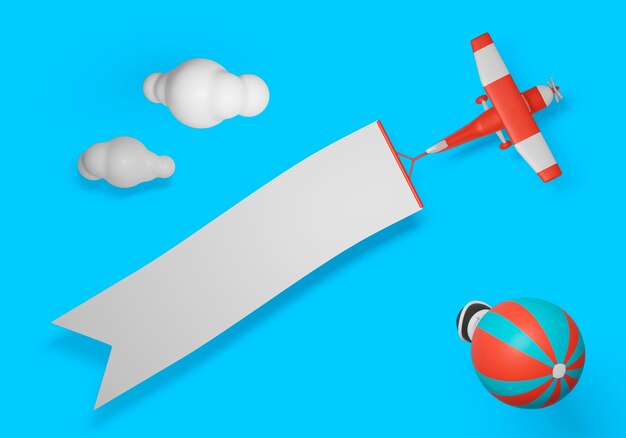 Representación de banner en blanco de transporte aéreo