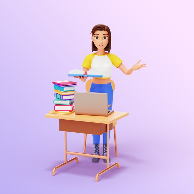 Representación de personaje de niña de secundaria
