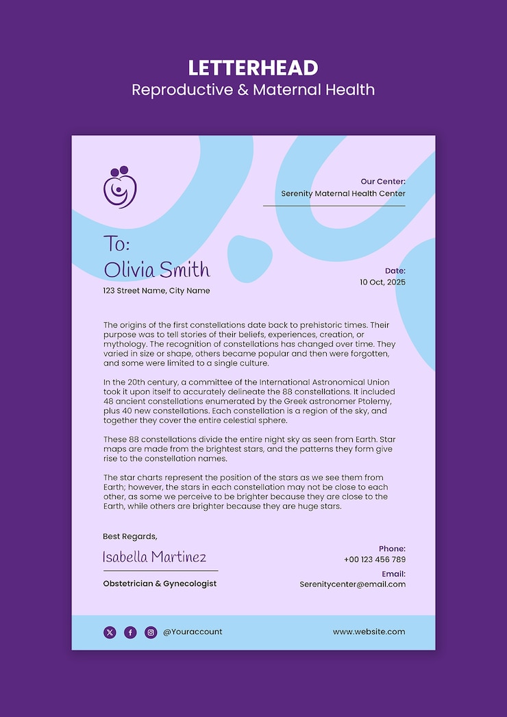 PSD Gratis reproductive and maternal health letterhead template