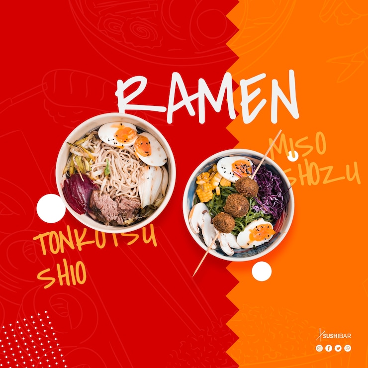 PSD Gratis resep ramen untuk restoran jepang oriental asia atau sushibar