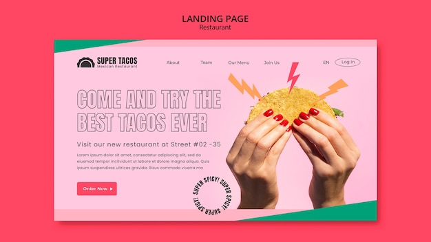 Gratis PSD restaurant bestemmingspagina sjabloon