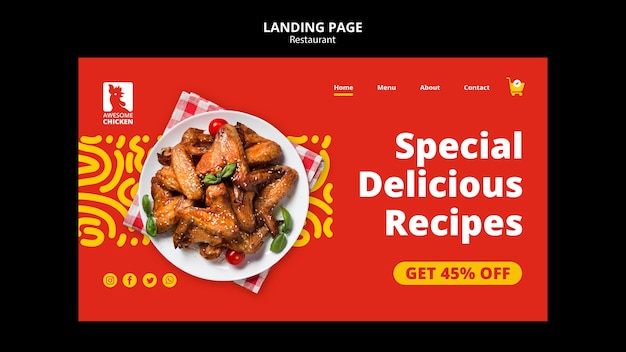 Gratis PSD restaurant concept bestemmingspagina sjabloon