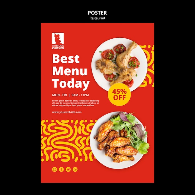 Gratis PSD restaurant concept poster sjabloon