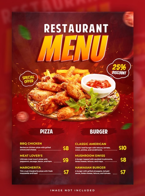 Gratis PSD restaurant eten menu poster ontwerpsjabloon