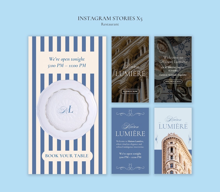 PSD Gratis restaurant instagram stories template design