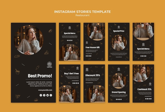 Gratis PSD restaurant instagram verhalen sjabloon