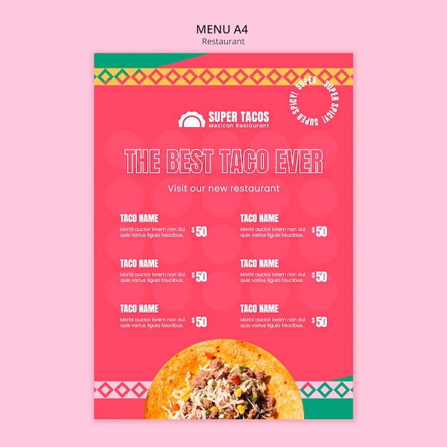 Gratis PSD restaurant menu template