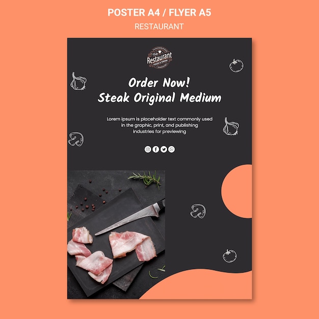 Gratis PSD restaurant promotie poster sjabloon