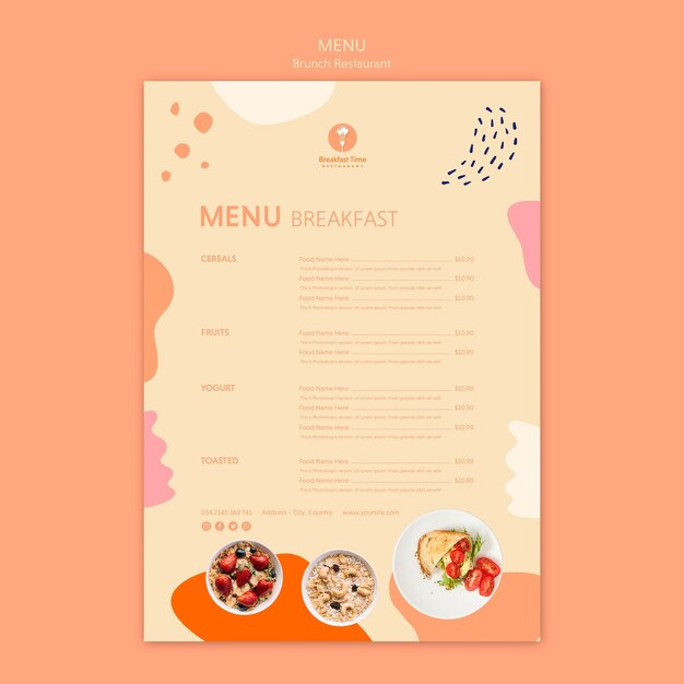 Restaurante de brunch con menú de desayuno.
