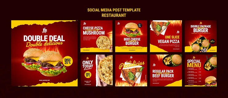 PSD gratuito restaurante comida publicación en redes sociales