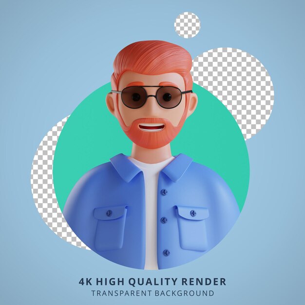 Retrato de avatar de dibujos animados 3D de hombre fresco