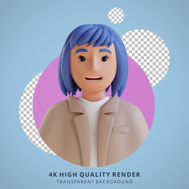 Retrato de avatar de dibujos animados 3d de mujer de negocios