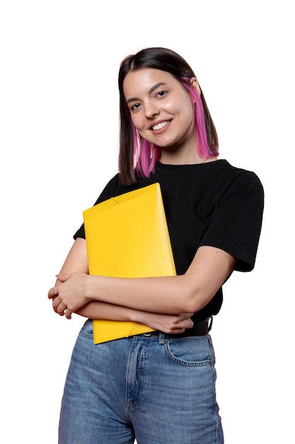 PSD gratuito retrato de estudio de una joven estudiante adolescente