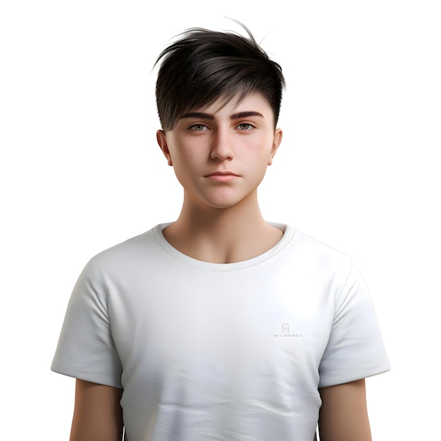 PSD gratuito retrato de un joven con una camiseta blanca aislado sobre un fondo blanco